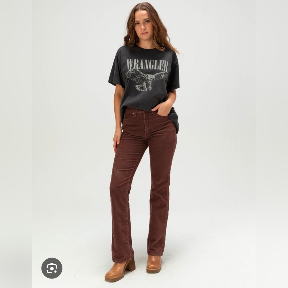 NWT Wrangler Womens Corduroy High Rise Boot Bootcut Jeans Maroon 29 X 32 Size 8